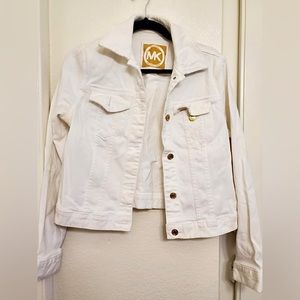 Michael Kors White Denim Style Jacket with Gold Buttons